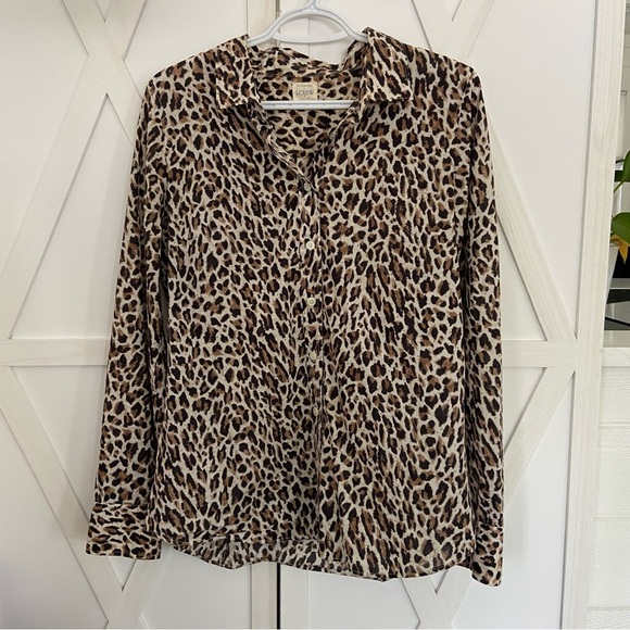 J. Crew Leopard Print Button-Down Shirt - Picture 1 of 13